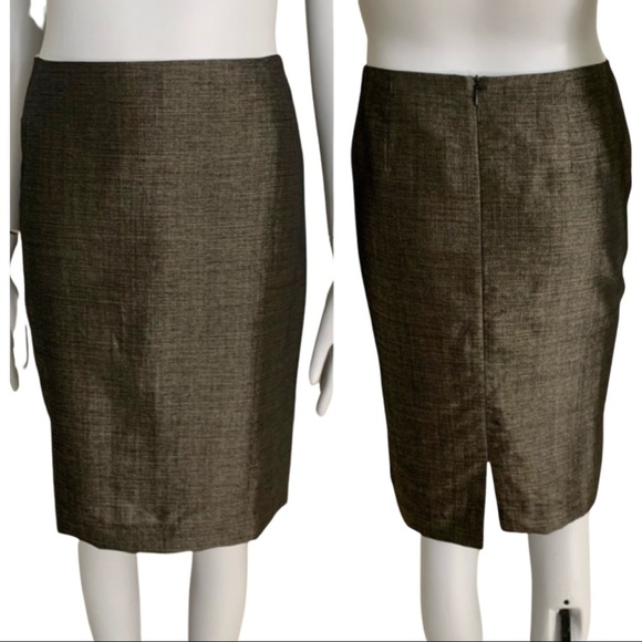 Lafayette 148 New York Dresses & Skirts - LAFAYETTE 148 NEW YORK Wool Blend Pencil Skirt Black Gold Metallic Shimmer